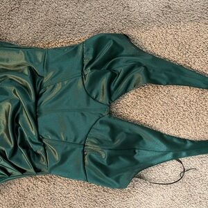 Elegant Green Satin Dress